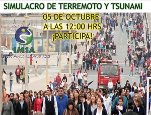 Todo listo para el  Simulacro terremoto y  tsunami Martes 5 de octubre ¡Participa!